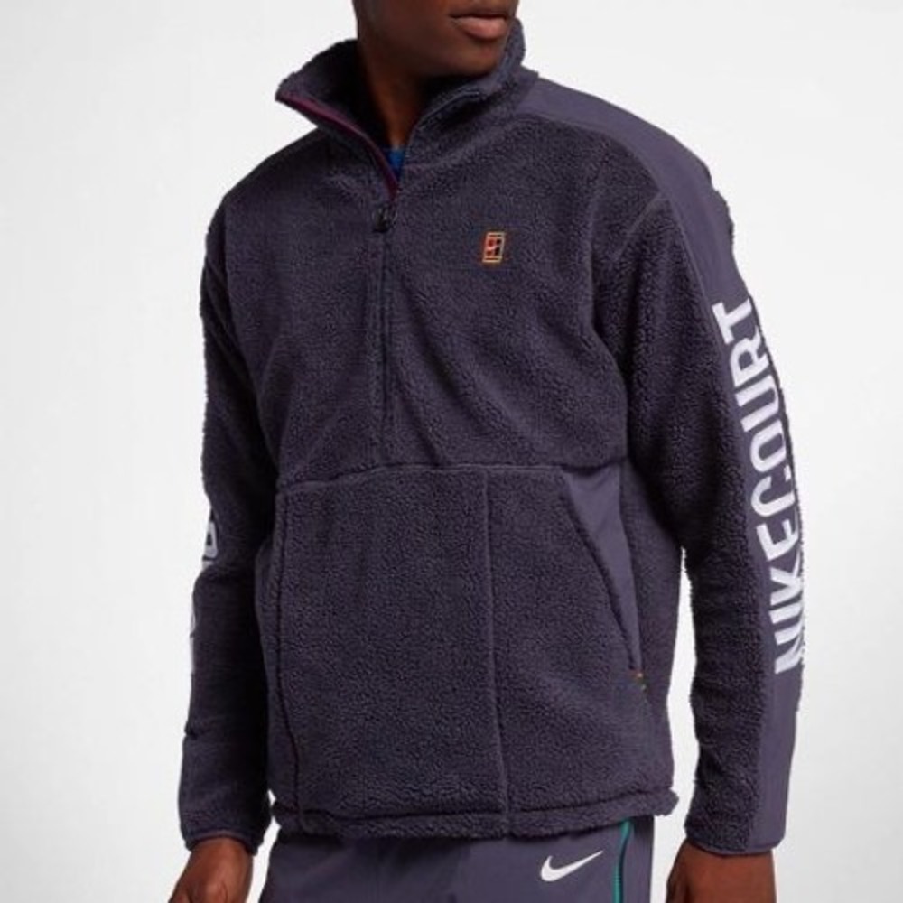 NikeCourt Mens Heritage Half-Zip Sherpa Fleece Jacket Thunder‎ Blue L